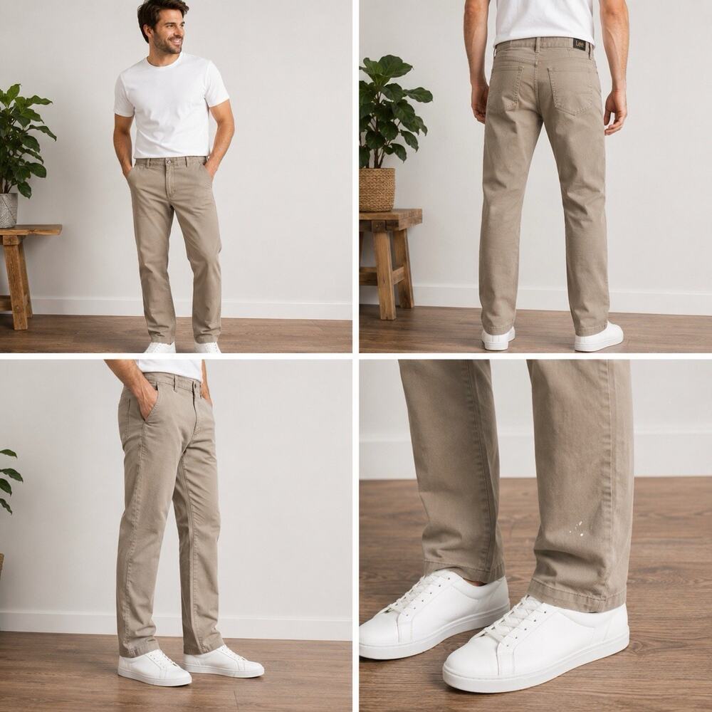 Lee X-Treme Comfort Men’s Khaki Chino Pants 32x30 Stretch Straight Beige